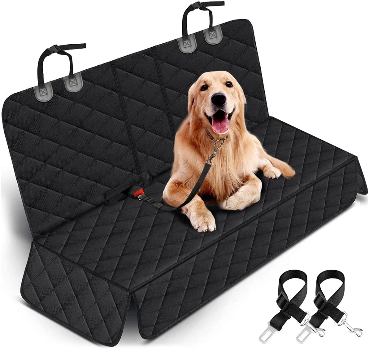 Premium Waterproof Dog Car Seat Cover - Non-Slip Back Seat Protector for Pets, Fits Most Cars, SUVs, and Trucks - Black