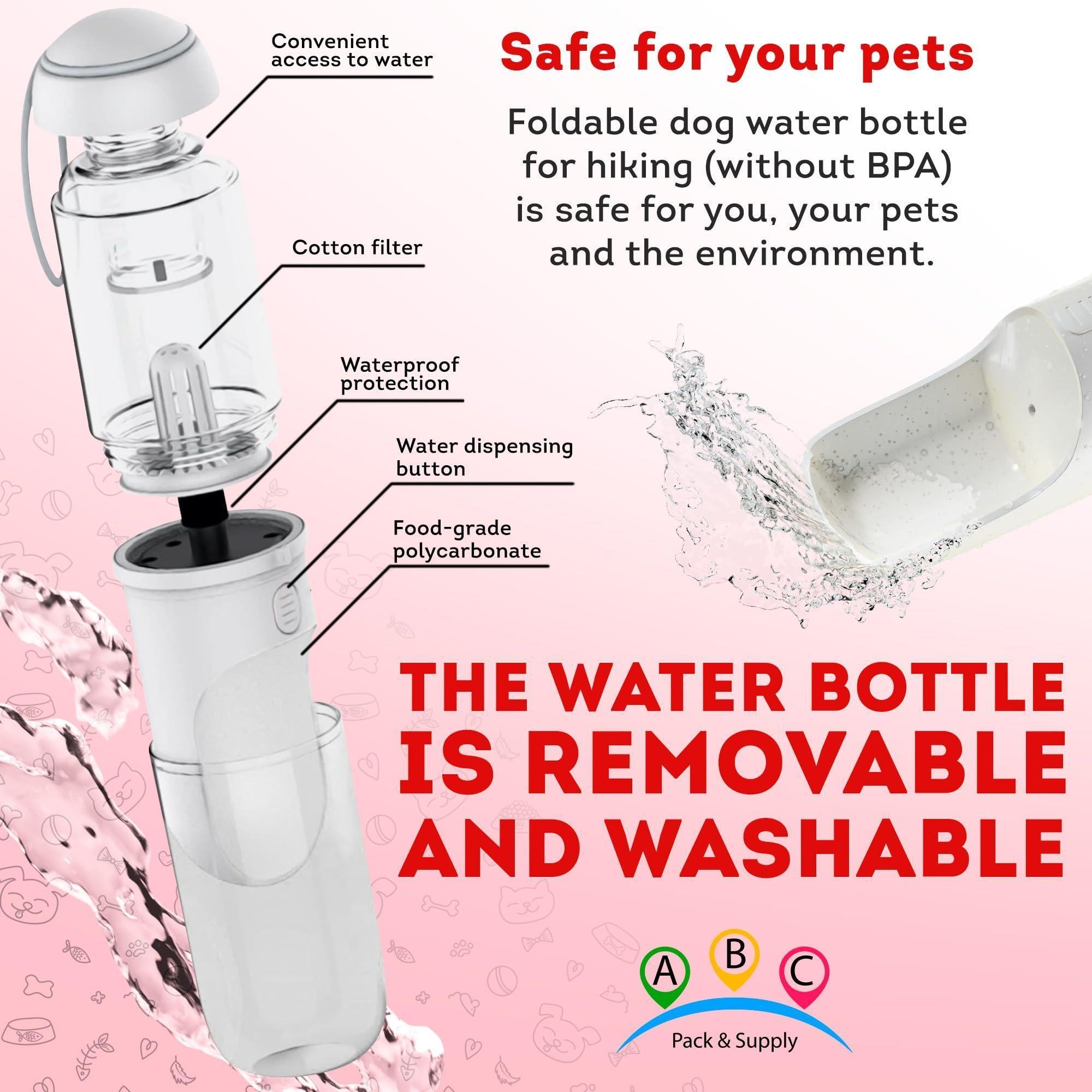Portable Dog Water Bottle - Leak-Proof Travel Bowl Dispenser for Walks & Hikes