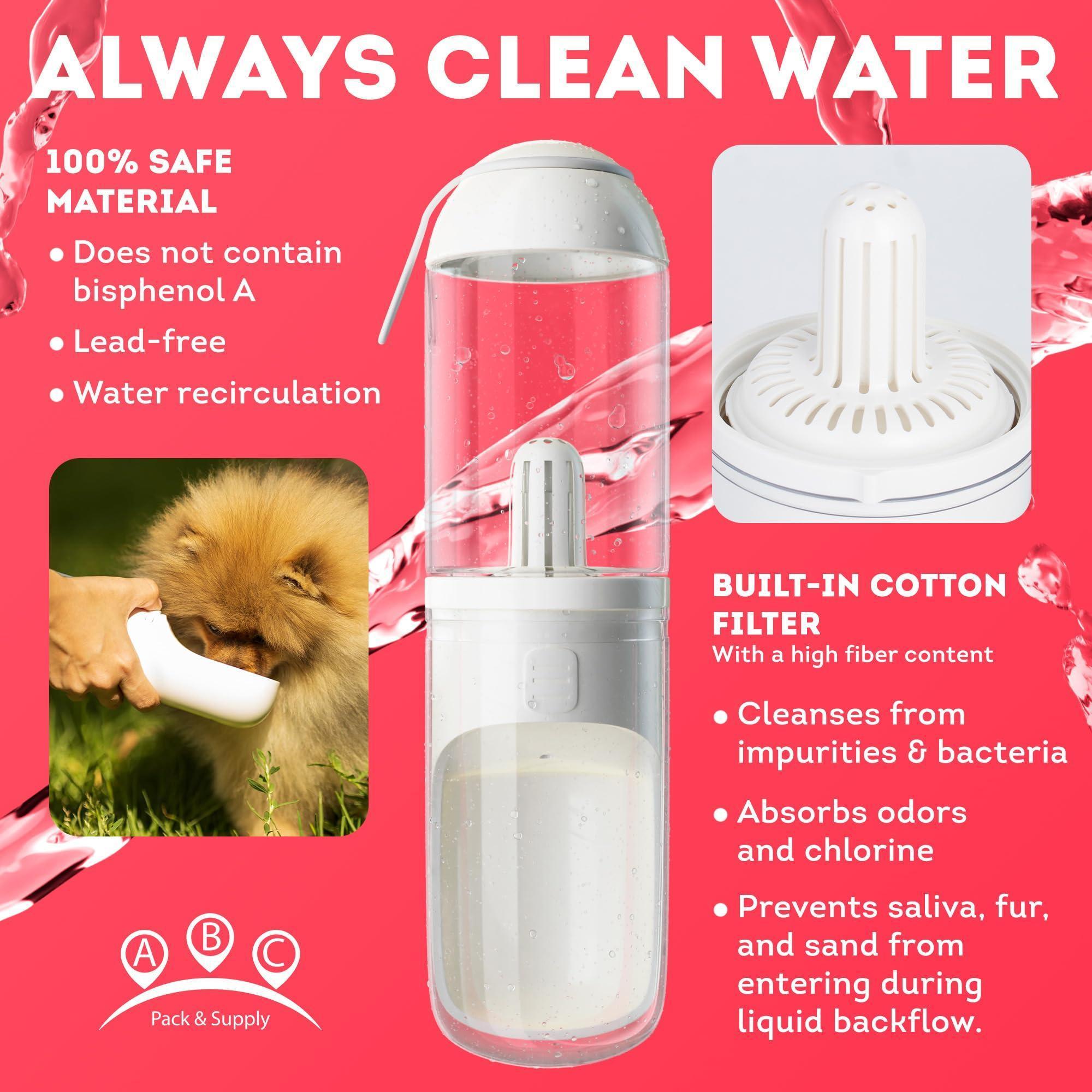 Portable Dog Water Bottle - Leak-Proof Travel Bowl Dispenser for Walks & Hikes