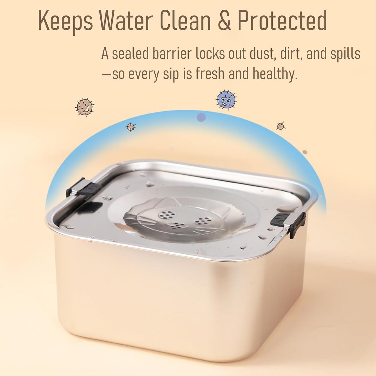3L/101Oz Large Capacity Dog Water Bowl Stainless Steel No Spill Dog Bowls Slow Drinking Dog Water Feeder Dispenser