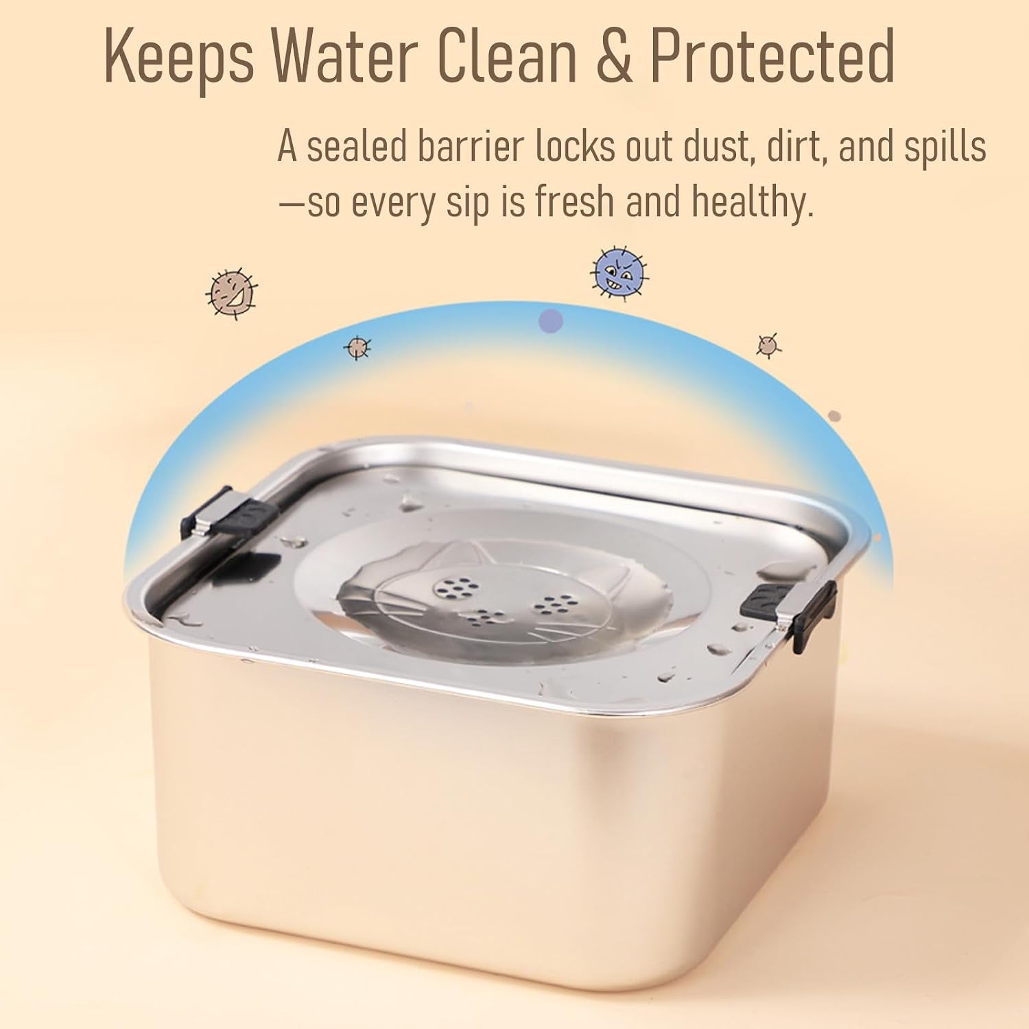 3L/101Oz Large Capacity Dog Water Bowl Stainless Steel No Spill Dog Bowls Slow Drinking Dog Water Feeder Dispenser