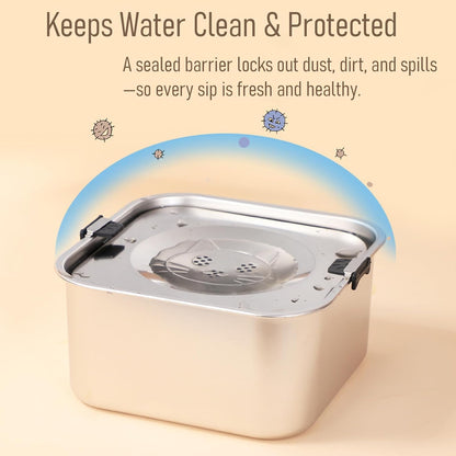 3L/101Oz Large Capacity Dog Water Bowl Stainless Steel No Spill Dog Bowls Slow Drinking Dog Water Feeder Dispenser