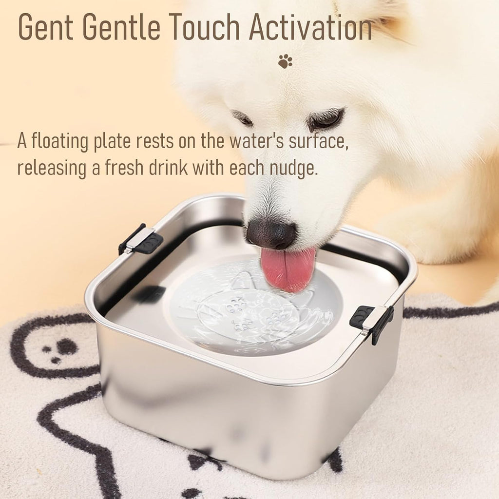 3L/101Oz Large Capacity Dog Water Bowl Stainless Steel No Spill Dog Bowls Slow Drinking Dog Water Feeder Dispenser