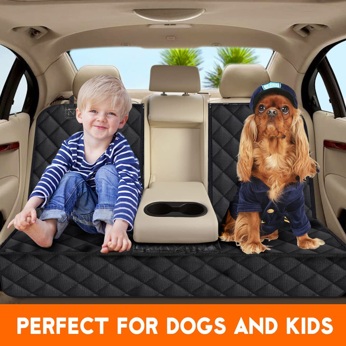 Premium Waterproof Dog Car Seat Cover - Non-Slip Back Seat Protector for Pets, Fits Most Cars, SUVs, and Trucks - Black