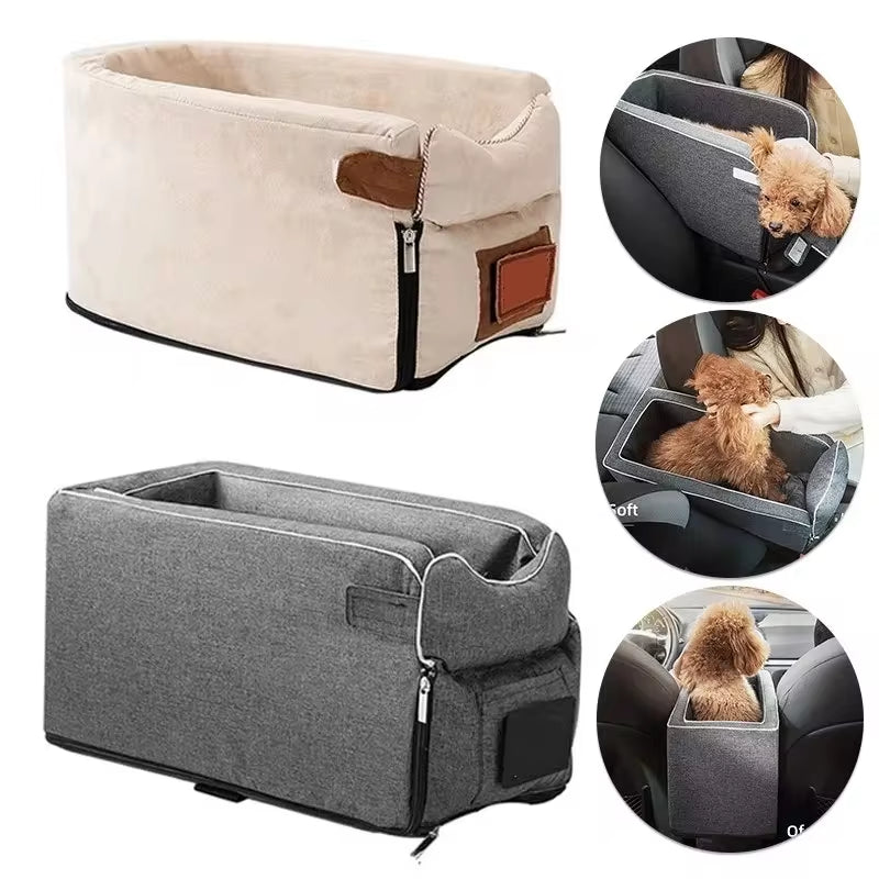 Portable Dog & Cat Car Seat Carrier - Safe Travel Bed for Small Pets