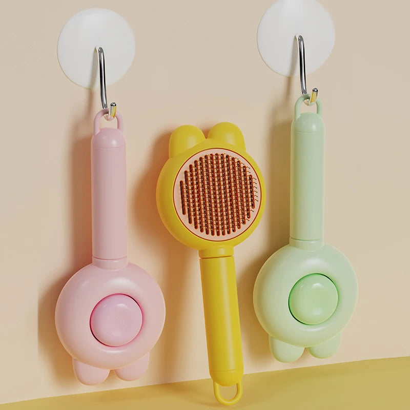 Self-Cleaning Deshedding Brush for Cats & Dogs - Gentle Pet Grooming Comb
