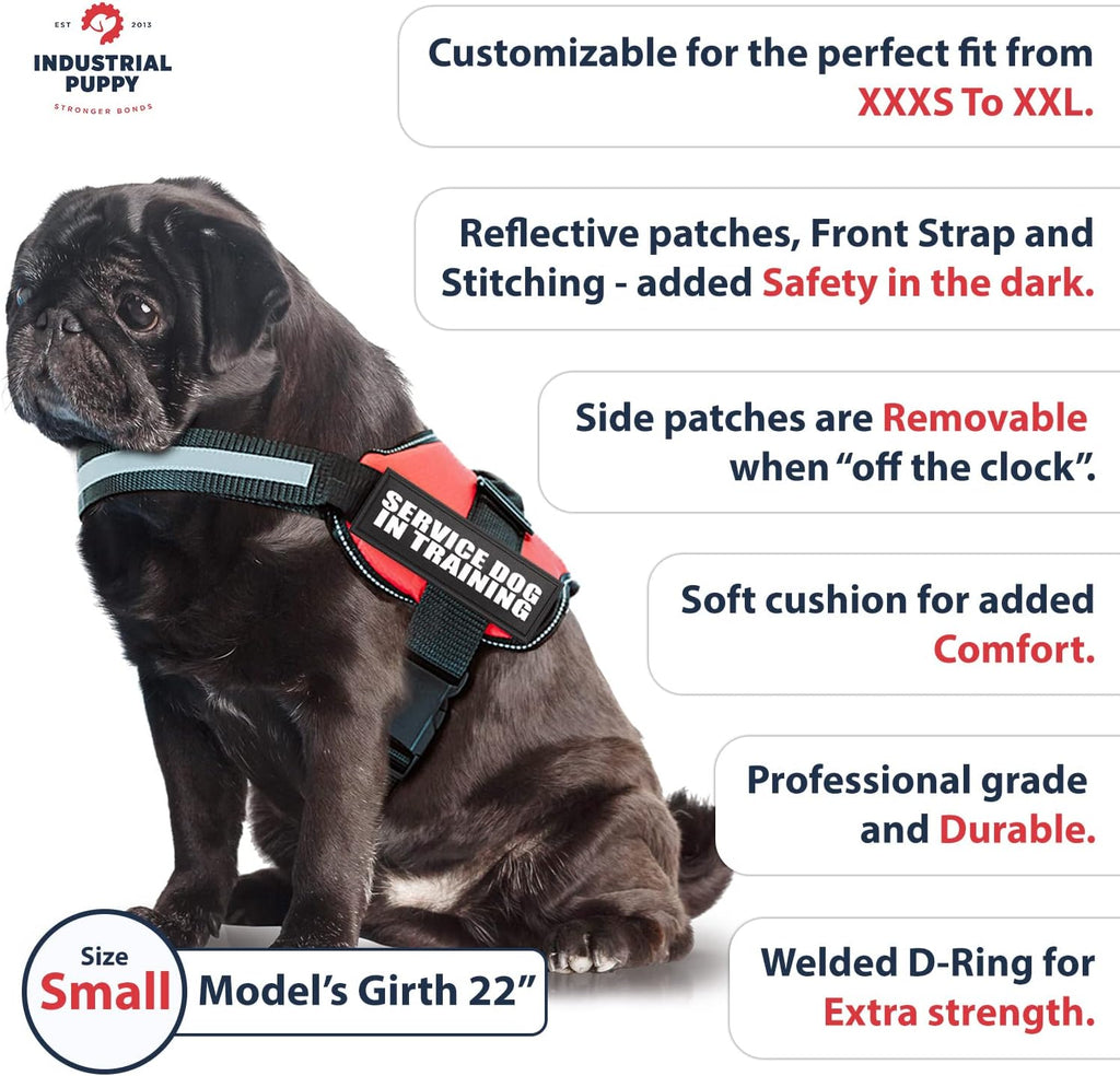 Durable Adjustable Service Dog in Training Vest with Reflective Stra