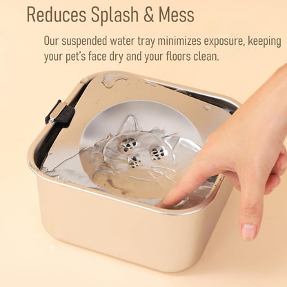 3L/101Oz Large Capacity Dog Water Bowl Stainless Steel No Spill Dog Bowls Slow Drinking Dog Water Feeder Dispenser