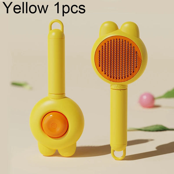 Self-Cleaning Deshedding Brush for Cats & Dogs - Gentle Pet Grooming Comb
