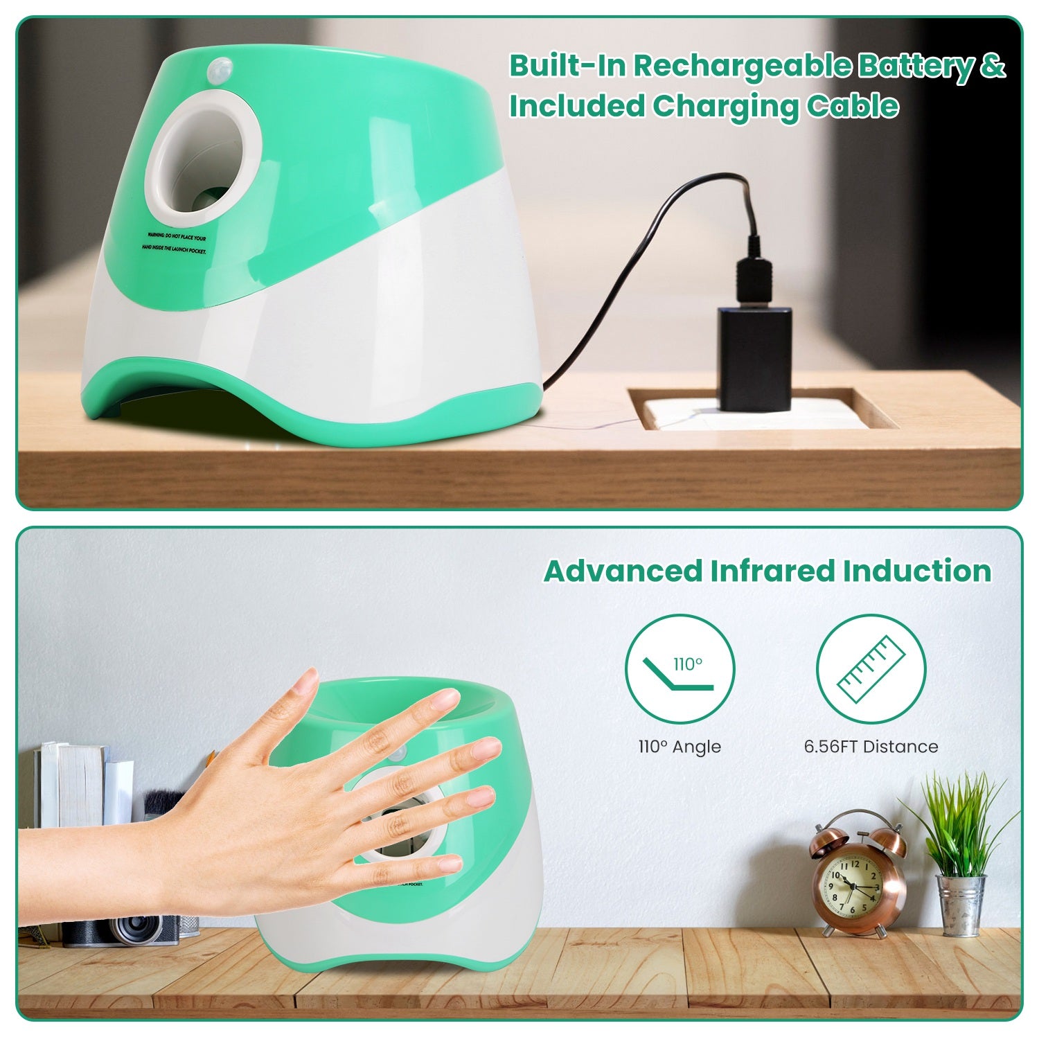 1Pc Automatic Dog Ball Launcher Toy Included 6 Tennis Balls Dog with 3 Adjustable Launch Distance Interactive Ball Thrower Fetch Machine for Small Medium Dogs