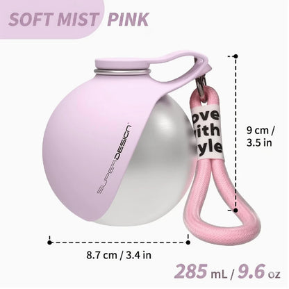 2-In-1 Portable Dog Water Bottle 285ML Stainless Steel&Silicon Leak-Proof Compact Dog outside Travel Water Bottle for Small Dog