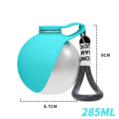 2-In-1 Portable Dog Water Bottle 285ML Stainless Steel&Silicon Leak-Proof Compact Dog outside Travel Water Bottle for Small Dog