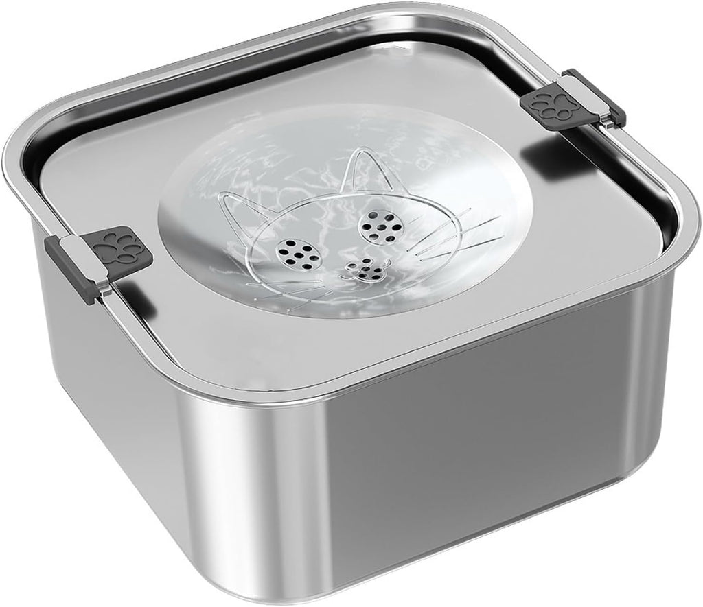 3L/101Oz Large Capacity Dog Water Bowl Stainless Steel No Spill Dog Bowls Slow Drinking Dog Water Feeder Dispenser