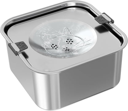 3L/101Oz Large Capacity Dog Water Bowl Stainless Steel No Spill Dog Bowls Slow Drinking Dog Water Feeder Dispenser
