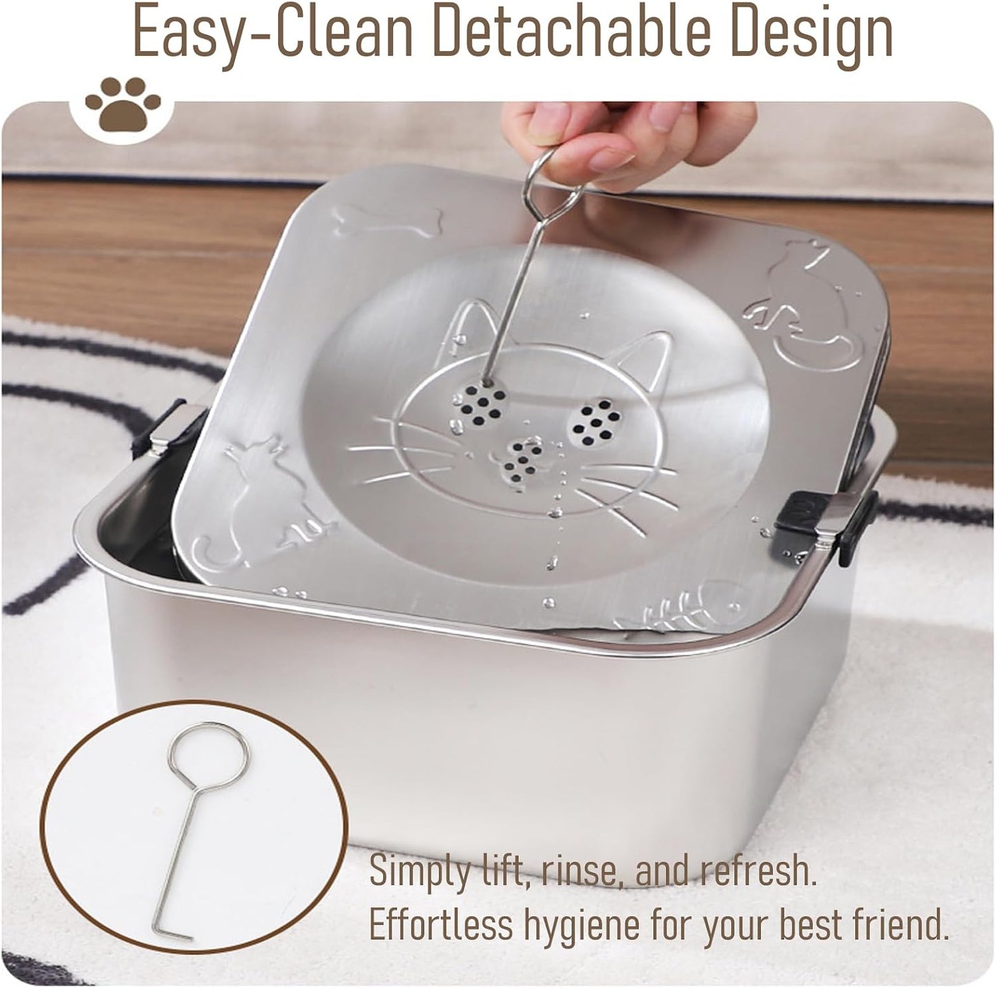 3L/101Oz Large Capacity Dog Water Bowl Stainless Steel No Spill Dog Bowls Slow Drinking Dog Water Feeder Dispenser