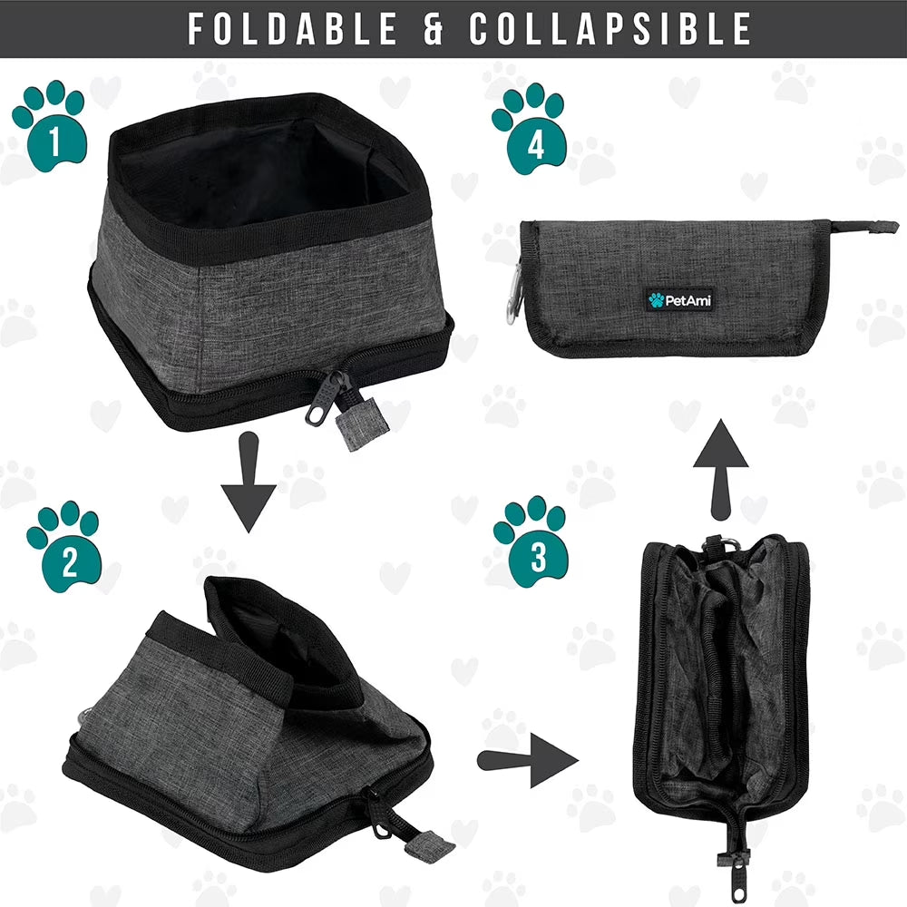 Collapsible Dog Bowls 2 Pack, Food and Water Bowls Travel Set, Portable Pet Dish No Spill, Foldable Lightweight BPA Free Leakproof Bowls, Camping Hiking Walking Outdoor Gear Accessories, Purple