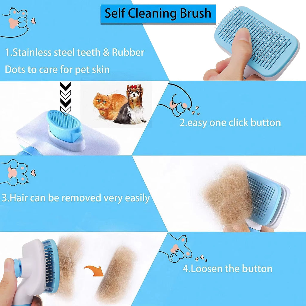 Dog Hair Remover Brush Cat Grooming and Care Comb for Long Hair Dog Pet Removes Hairs Cleaning Bath Brush Dog Supplies
